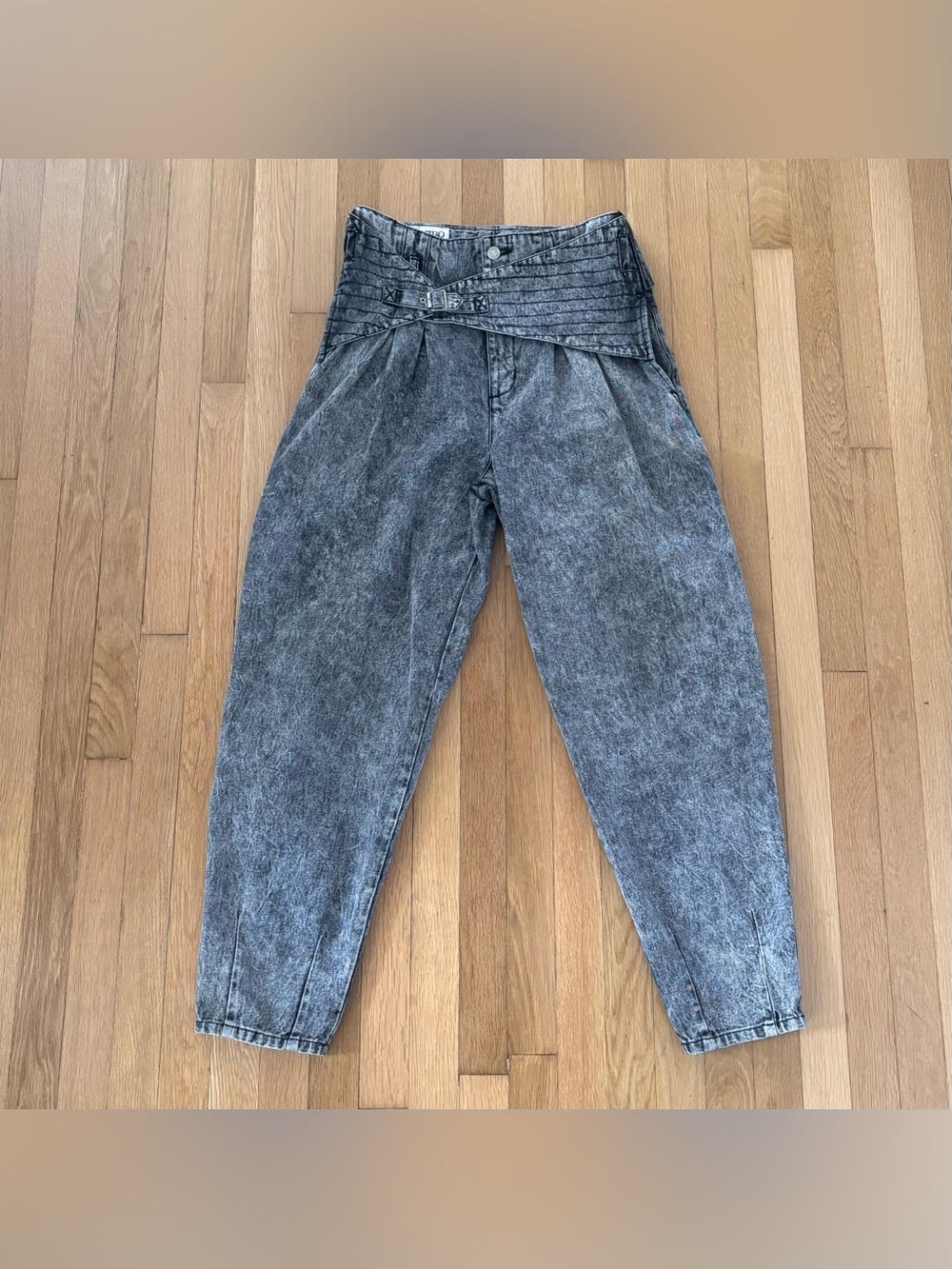 Vintage Code Zero Jeans Womens 32M Grey Acid Wash Avant Garde 80s 90s Clubwear